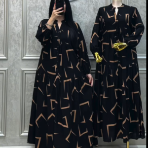 Elegant simple printed black & coffee colour abaya